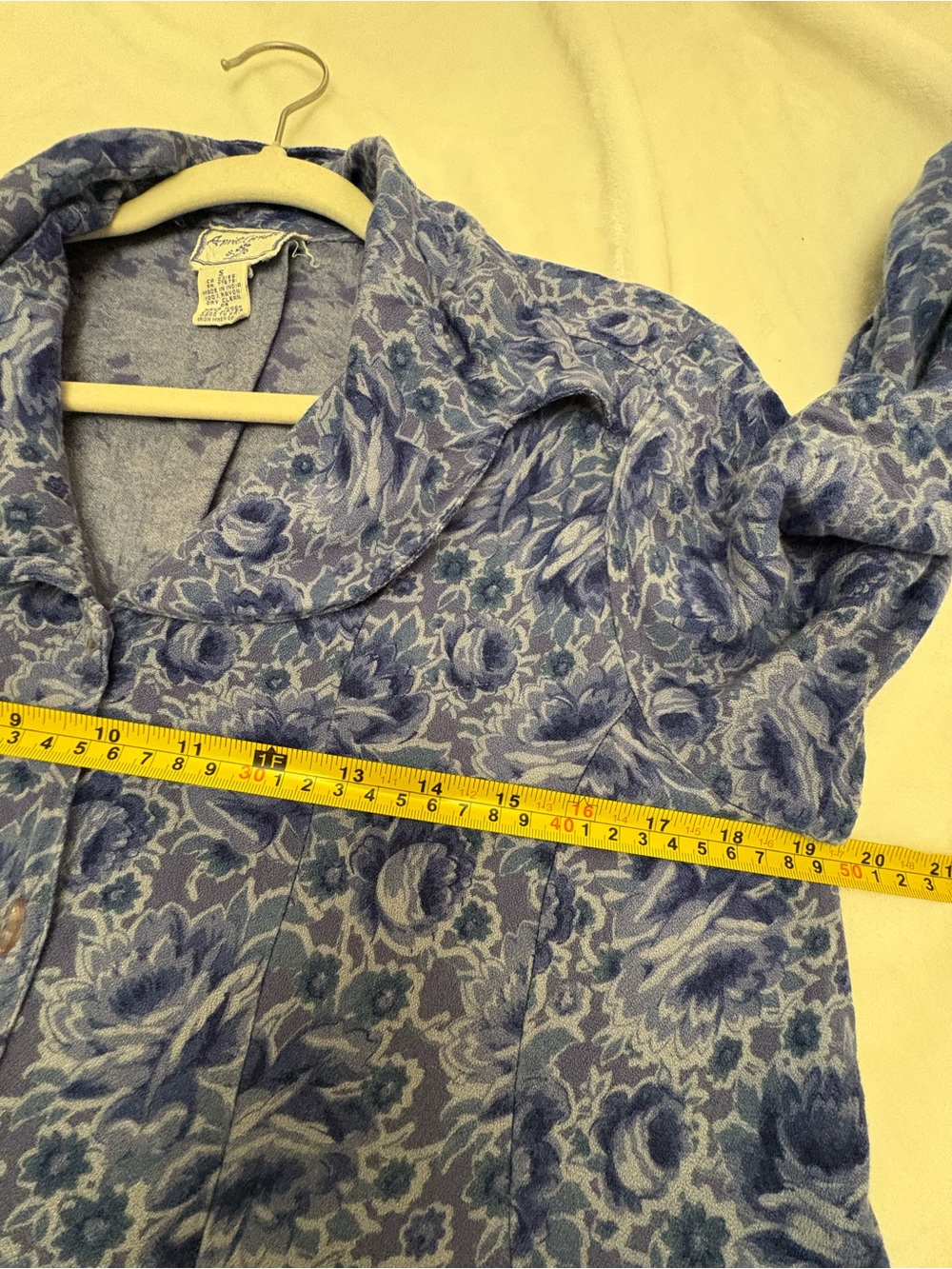 Vintage 90s April Cornell Province Indigo Floral Rayon Maxi Dress S prairie cttg - Picture 9 of 11
